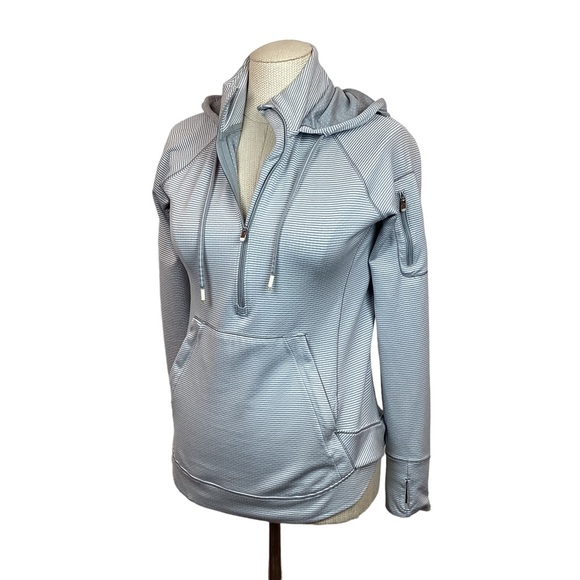 Athleta Heavenly Hail Hoodie Jacket 1/2 Zip Sweater Stripe - Picture 4 of 11
